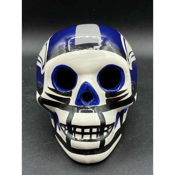 Ceramic Skull Dia de los Muertos Football Helmet Seattle Seahawks Style - Picture 2 of 10